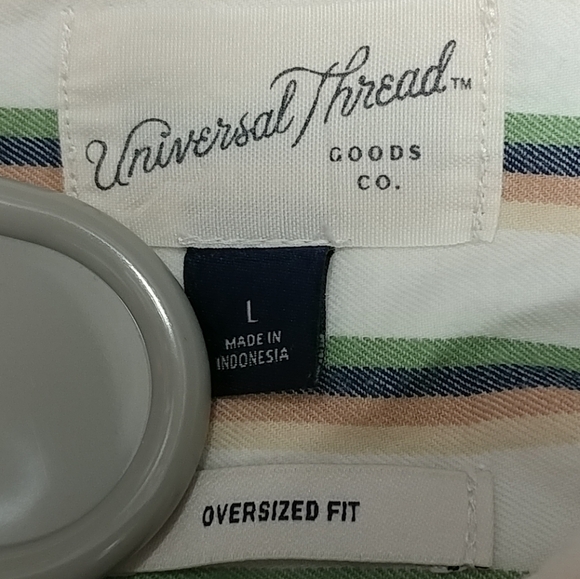 Universal Thread Oversized Fit Womens 100%Cottn Striped Long Sleeve Collar Shirt - Picture 7 of 15